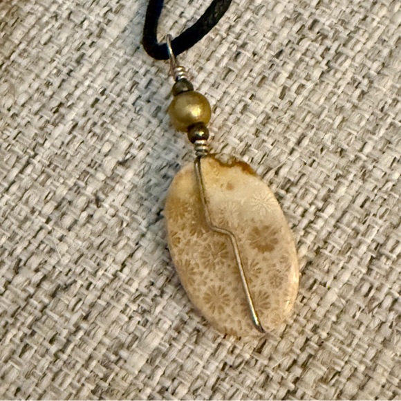 5 for $25!! Natural Coral Fossil Pendant on 18” Adjustable Cord Necklace - Picture 3 of 8